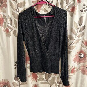 Anthropologie Charcoal Gray Wrap Sweater